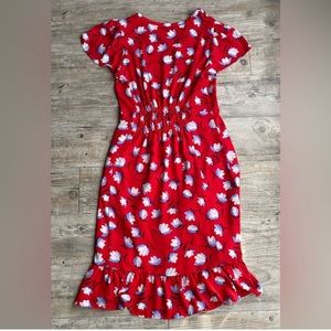 Talbots V-Neck Ruffle Hem Midi Dress Size 6